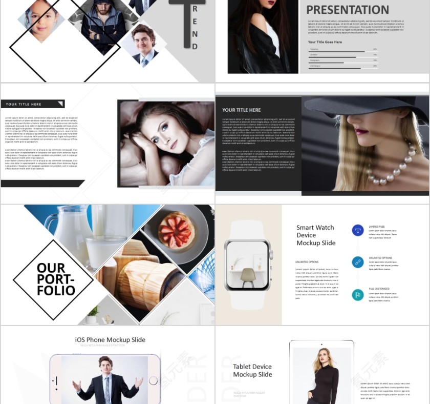 欧美极简PPT创意欧美杂志风创业书PPT模板 第5张