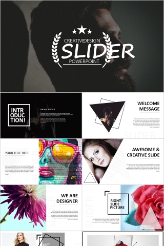 欧美极简PPT创意欧美杂志风创业书PPT模板 