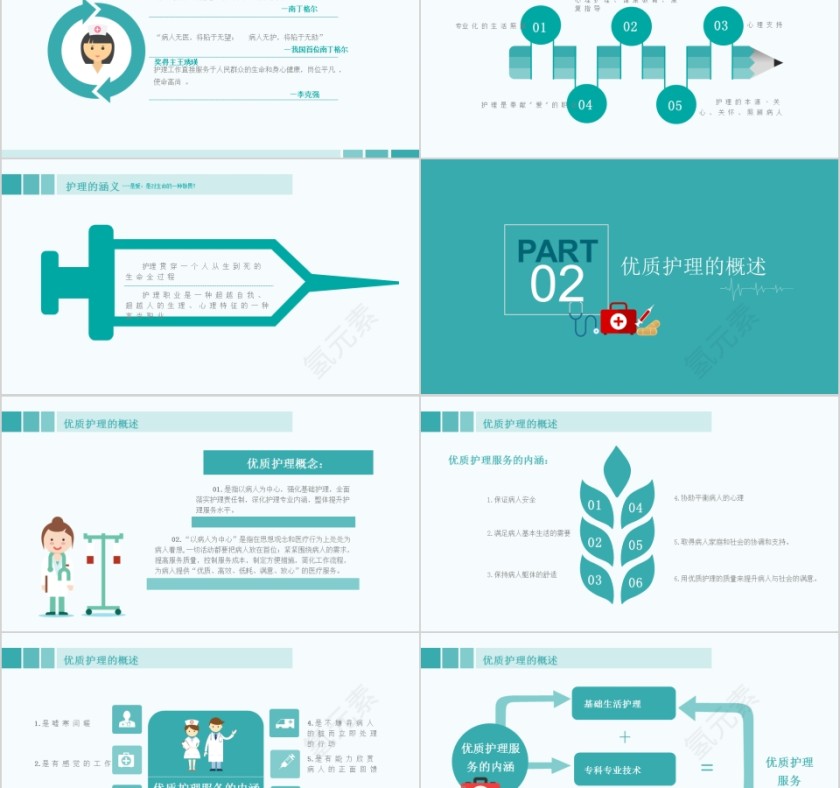 卡通简约大气医疗优质护理服务PPT模板第2张