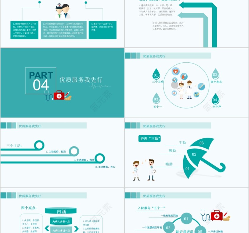 卡通简约大气医疗优质护理服务PPT模板第5张