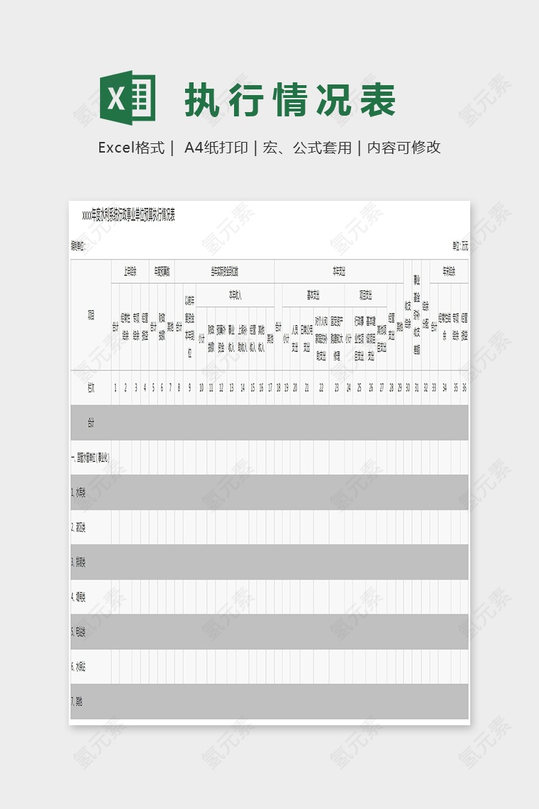 年度行政情况表excel模板
