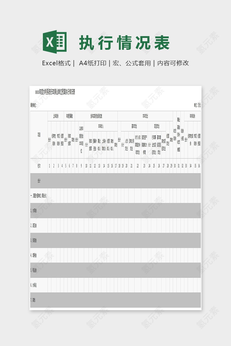 年度行政情况表excel模板