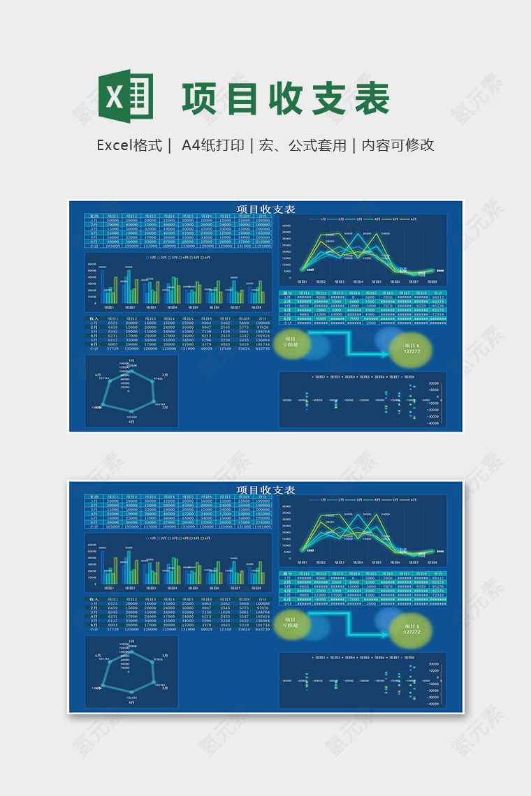 公司项目收支明细表excel模版