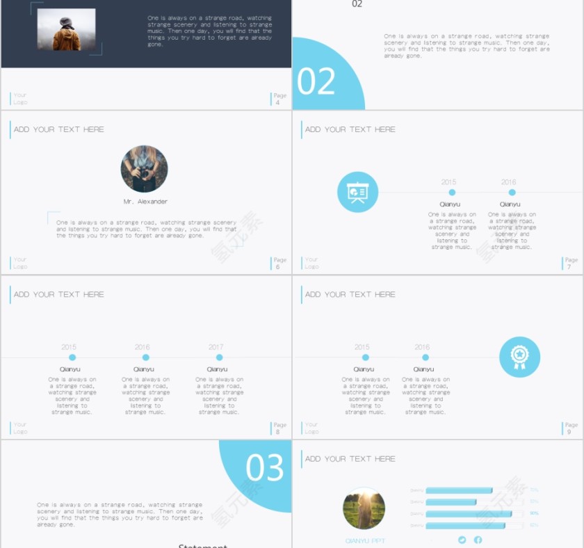 商务欧美ppt模板简约2019高端大气 商业工作汇报时尚极简风素材第2张