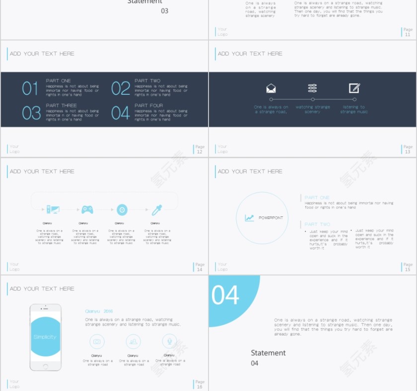商务欧美ppt模板简约2019高端大气 商业工作汇报时尚极简风素材第3张