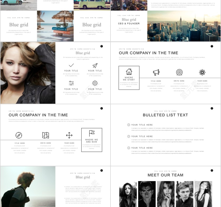 商务欧美ppt模板简约2019高端大气 商业工作汇报时尚极简风素材第2张
