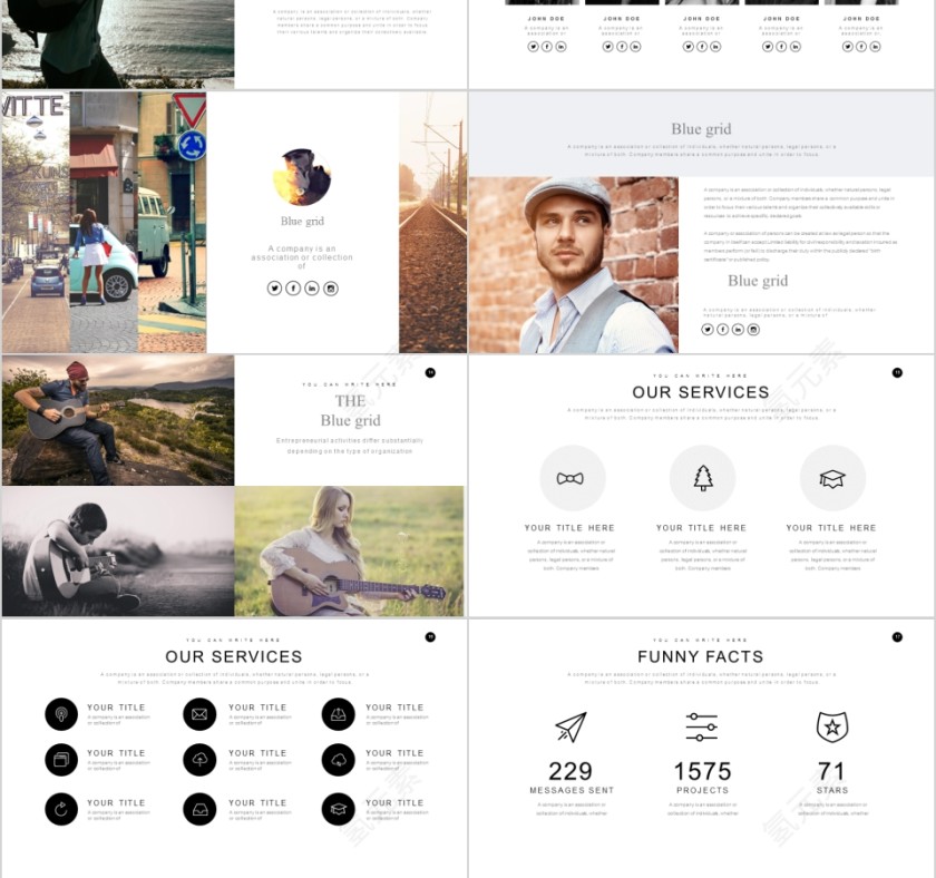 商务欧美ppt模板简约2019高端大气 商业工作汇报时尚极简风素材第3张