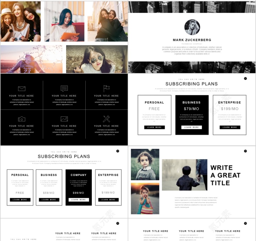 商务欧美ppt模板简约2019高端大气 商业工作汇报时尚极简风素材第4张