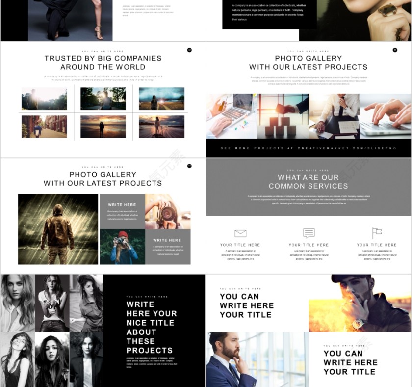 商务欧美ppt模板简约2019高端大气 商业工作汇报时尚极简风素材第6张