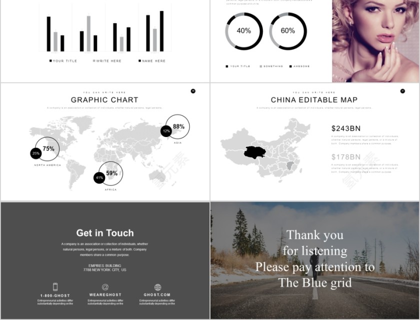 商务欧美ppt模板简约2019高端大气 商业工作汇报时尚极简风素材第8张