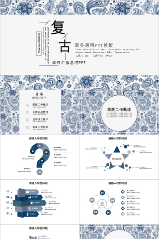 复古年终汇报总结商务通用PPT模板