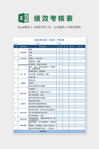 蓝色小清新绩效考核表Excel