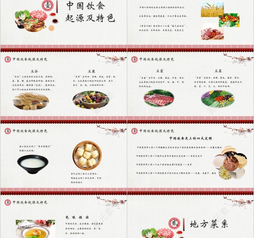 中国风中国饮食文化介绍通用PPT模板第2张