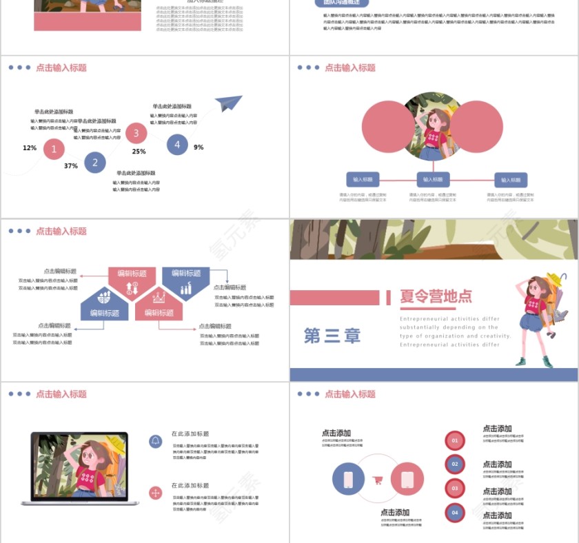 卡通唯美大气暑期夏令营PPT模板第3张