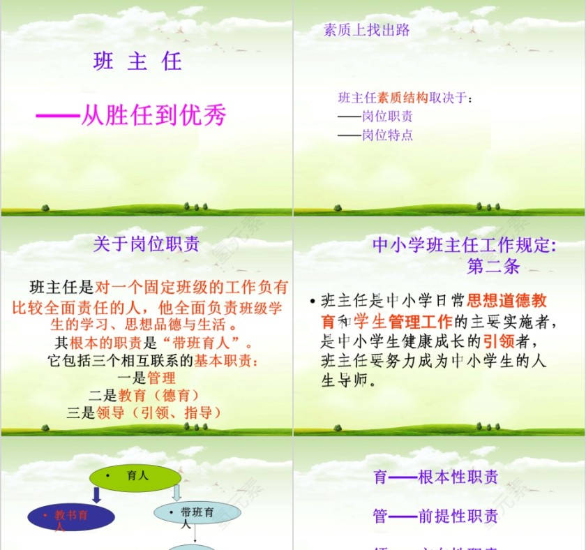 简约从胜任到优秀班主任经验交流PPT模板第9张