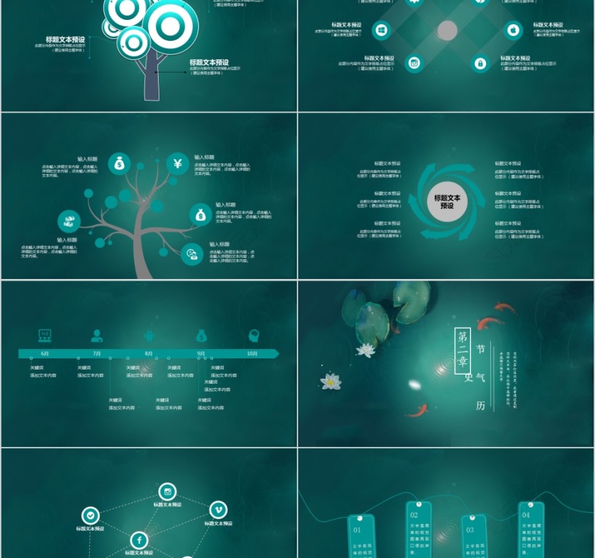 翠绿清新二十四节气夏至PPT模板第2张