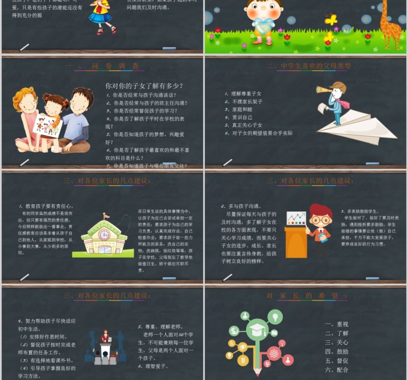 黑板风中学家长会PPT第6张