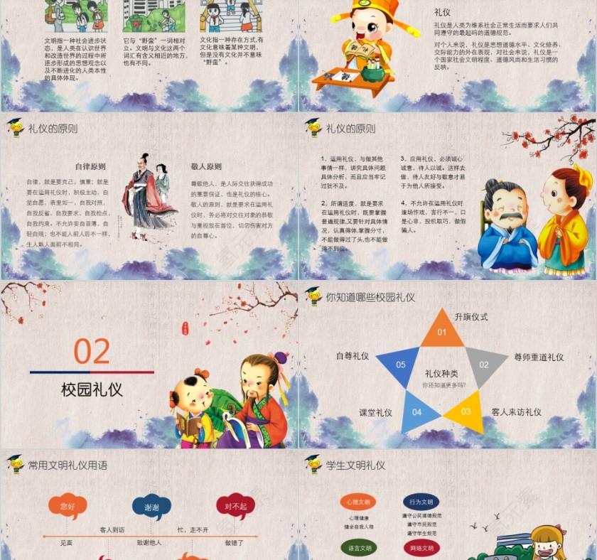 中小学生文明礼仪主题班会ppt模板第2张