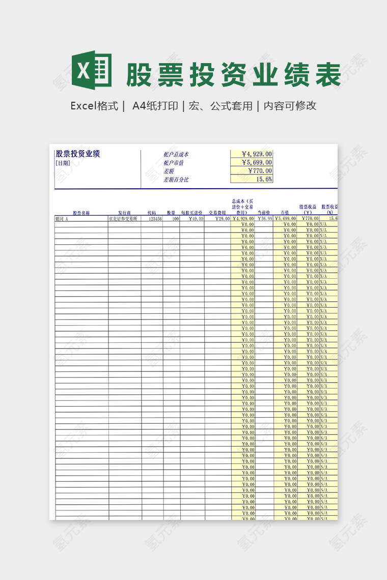 股票投资业绩图表