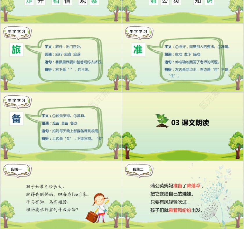 小学语文课件PPT模板 读书分享教师说课老师讲课古诗寓言公开课第3张