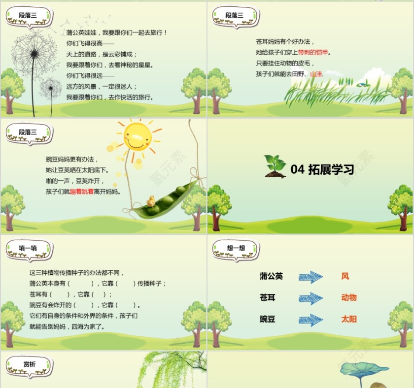 小学语文课件PPT模板 读书分享教师说课老师讲课古诗寓言公开课第4张
