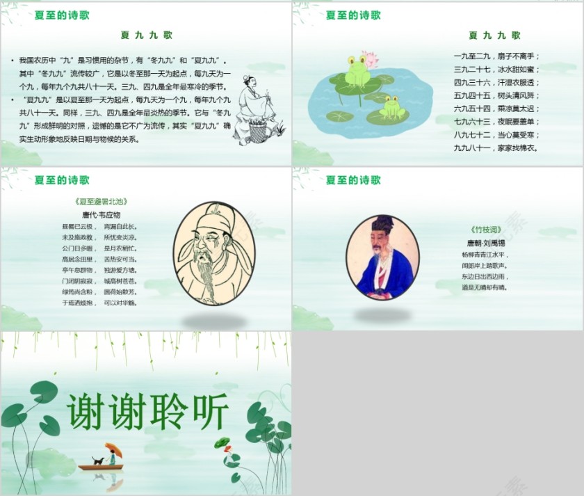 卡通传统二十四节气夏至PPT模板第4张
