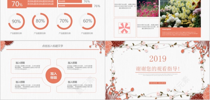 简约文艺清新工作汇报PPT模板第5张