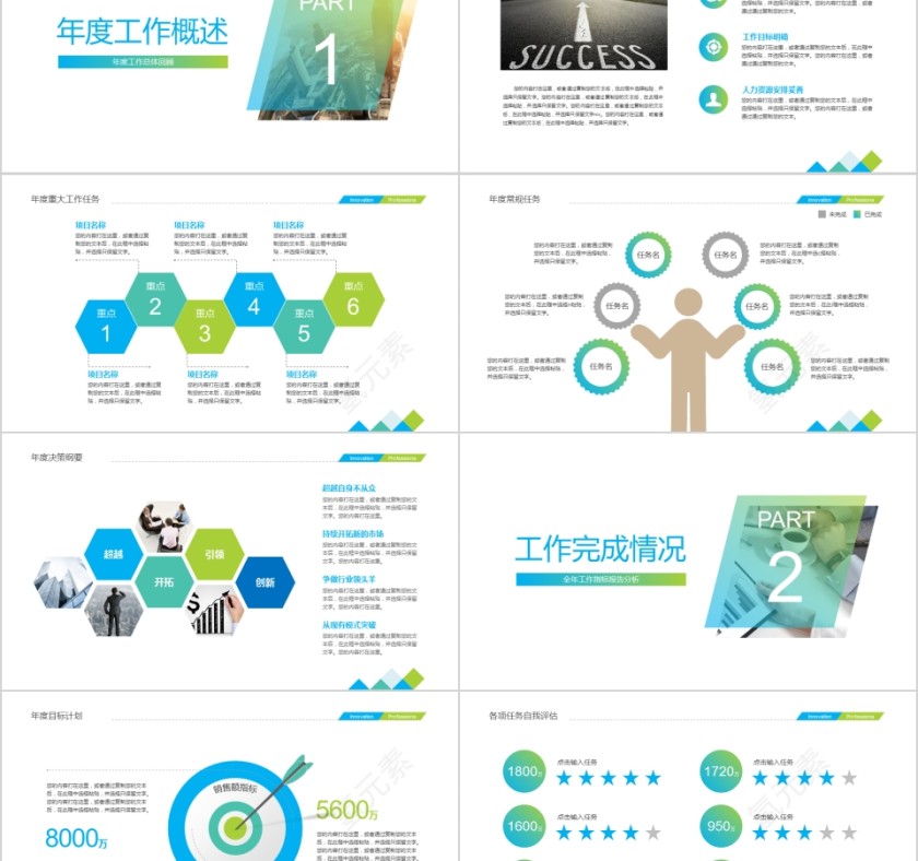 清新简约年终工作总结新年计划PPT模板第2张