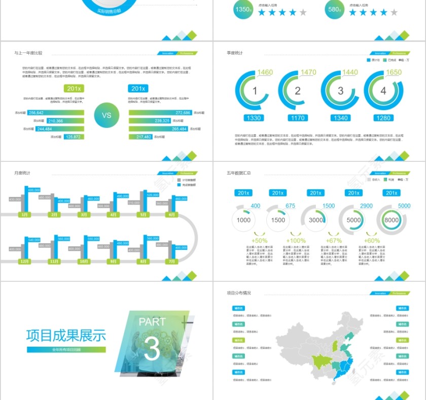 清新简约年终工作总结新年计划PPT模板第3张