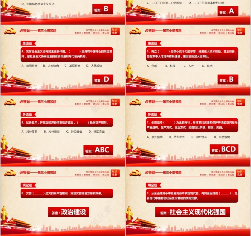  学习落实十九大报告内容知识竞赛PPT模板第6张