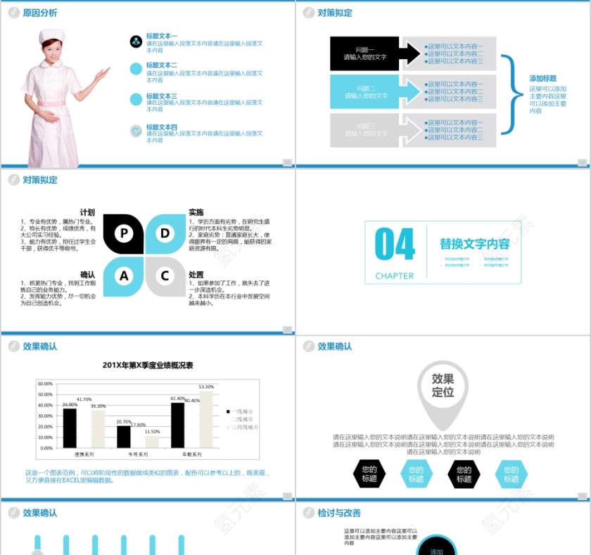 简约小清新风格品管圈医疗团队模板第4张