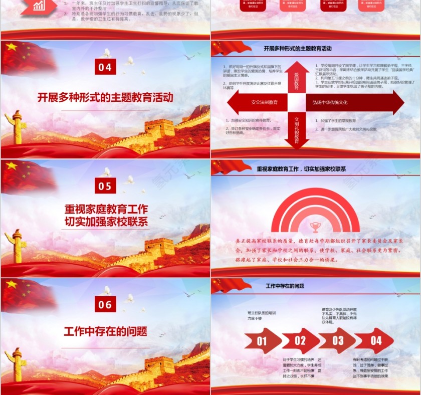 红色中国风副校长述职述廉报告PPT模板第3张