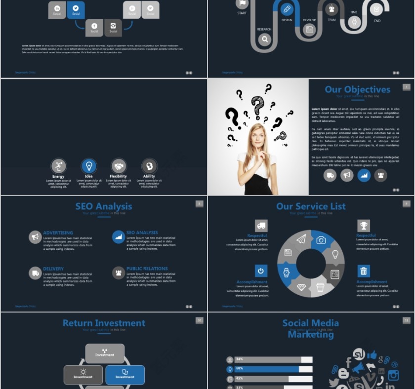商务欧美ppt模板简约2019高端大气 商业工作汇报时尚极简风素材第2张