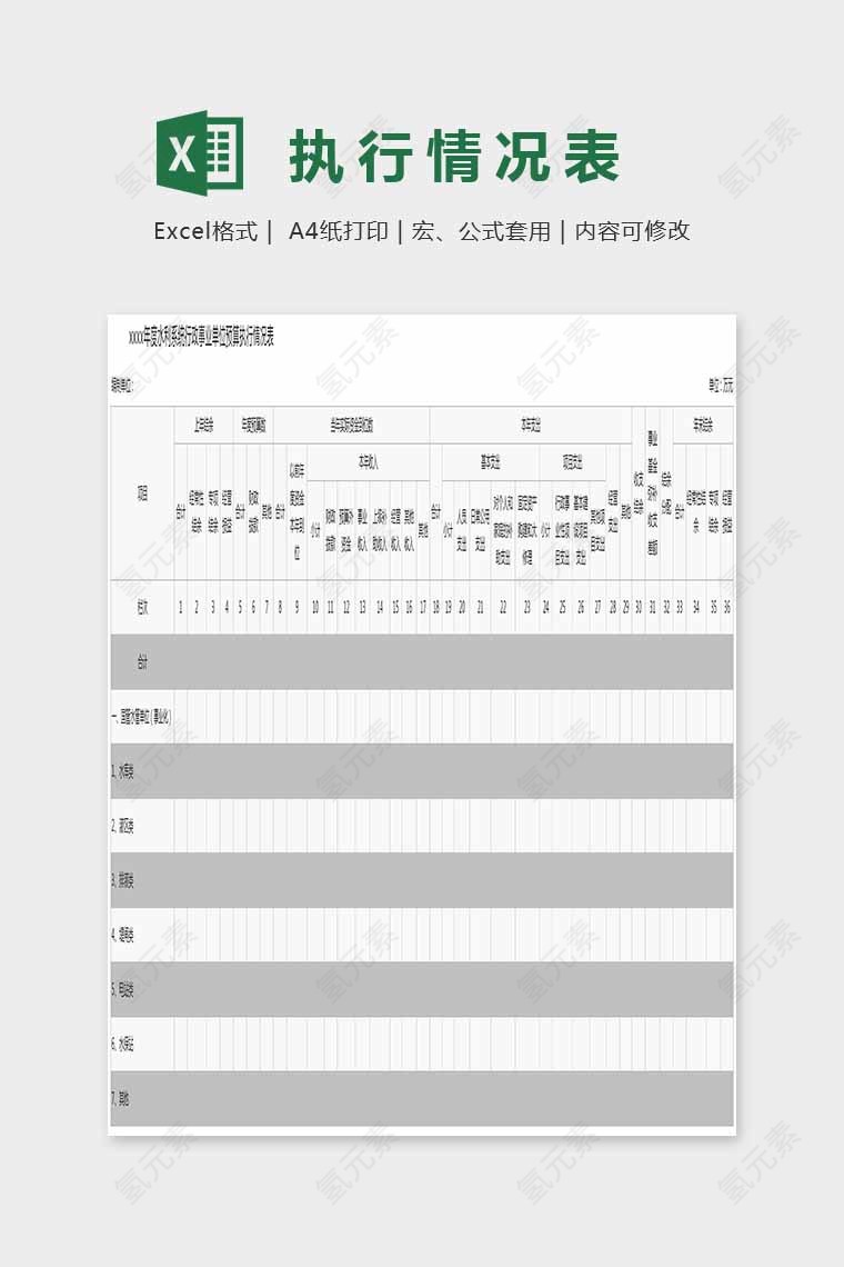 简单小清新精美执行情况表Excel