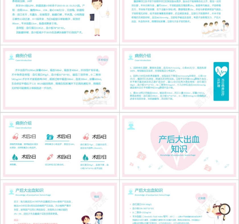 卡通医疗护士产后大出血护理查房ppt模板第2张