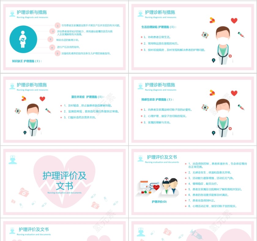 卡通医疗护士产后大出血护理查房ppt模板第4张