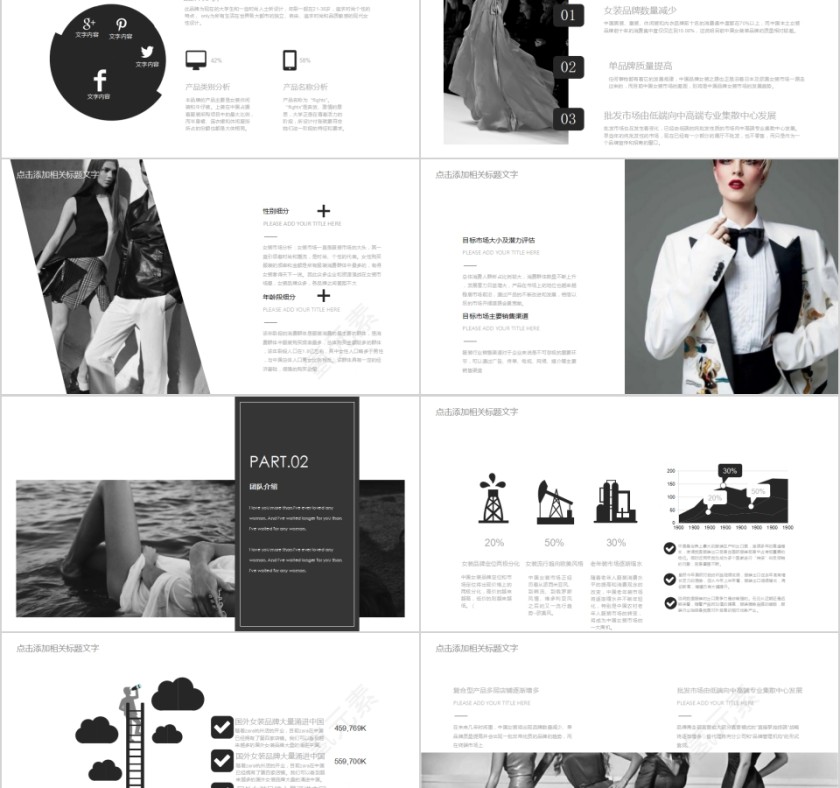 杂志风时尚服装汇报PPT模板第2张