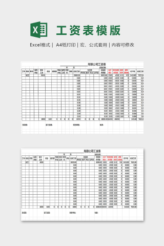 标准工资表模版