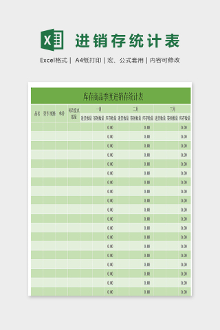 库存商品季度进销存统计表excel模板