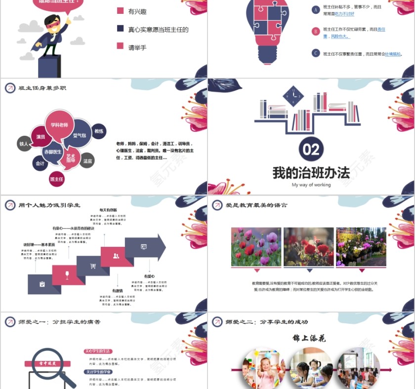 简约班主任经验交流教师说课PPT模板第2张