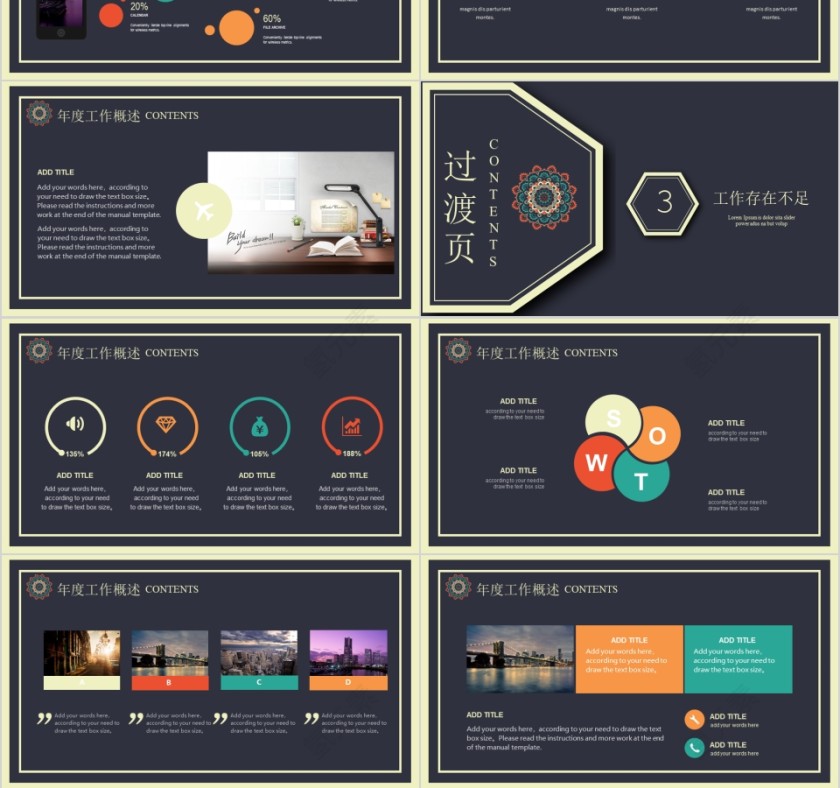 复古花纹高端定制模版PPT 工作总结第3张