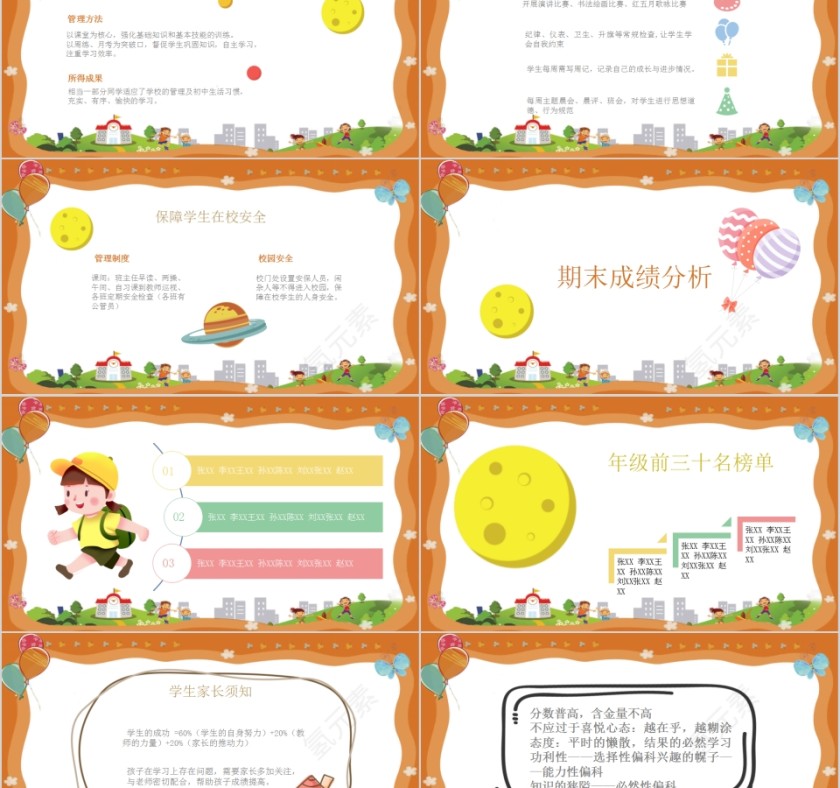 简约清新中小学生期末家长会PPT模板第2张