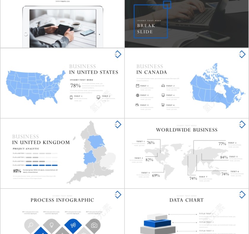 商务欧美ppt模板简约2019高端大气 商业工作汇报时尚极简风素材第5张