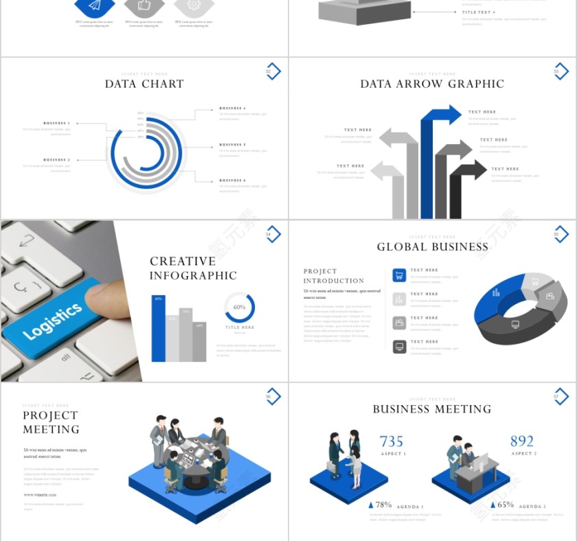 商务欧美ppt模板简约2019高端大气 商业工作汇报时尚极简风素材第6张