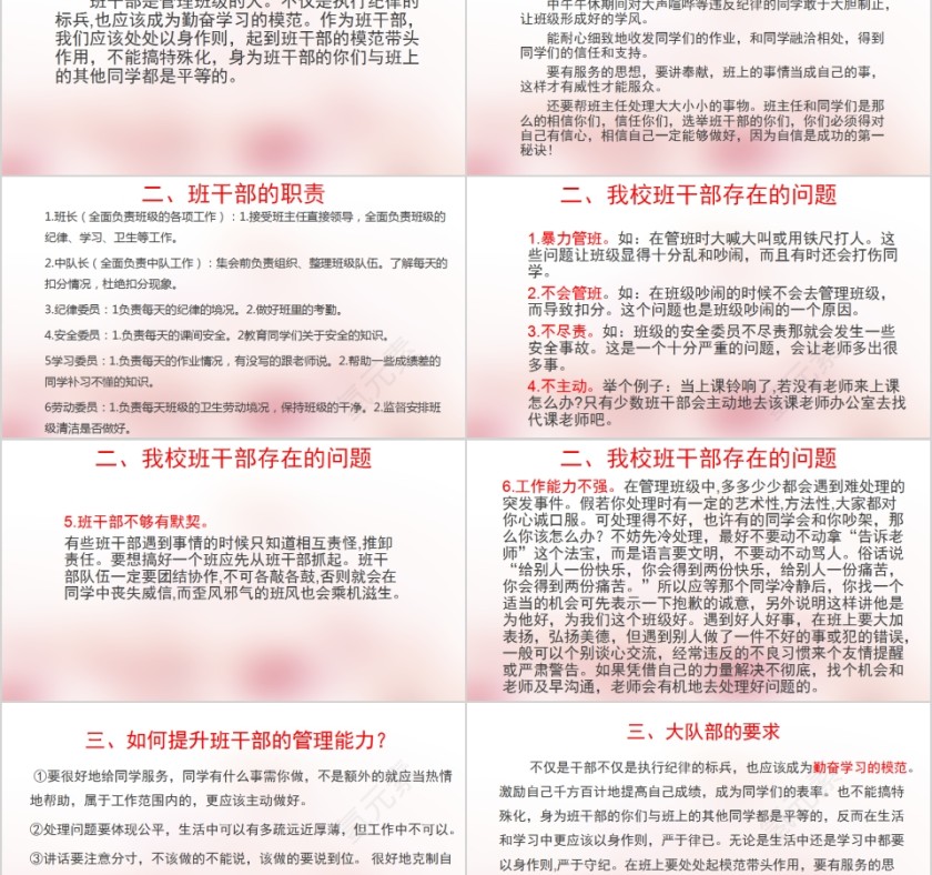 小学班干部培训PPT模板第2张