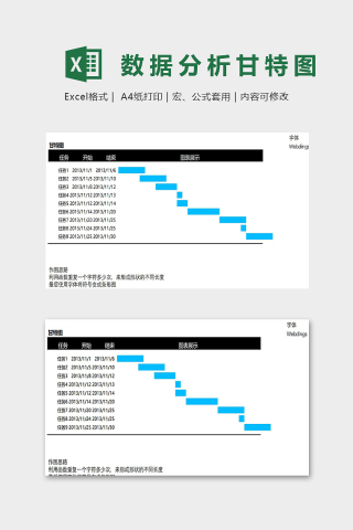 数据统计分析甘特图模版