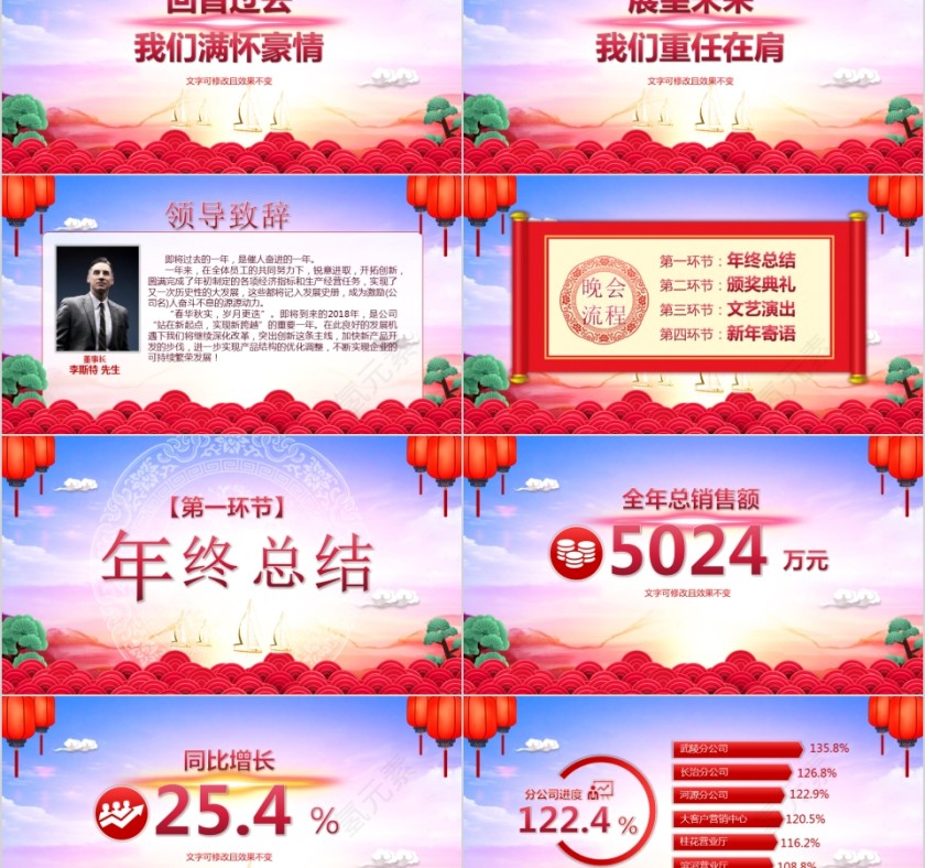 公司年终答谢会动态PPT模板企业员工客户感恩答谢晚会晚宴第2张