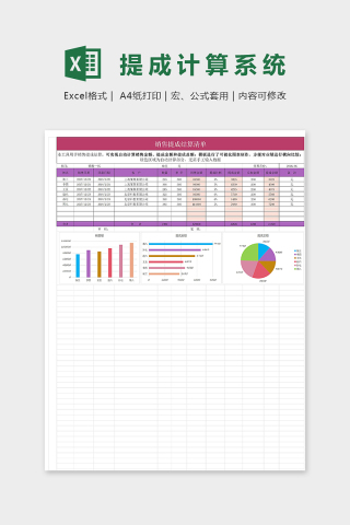统计表集合销售提成结算表excel模板