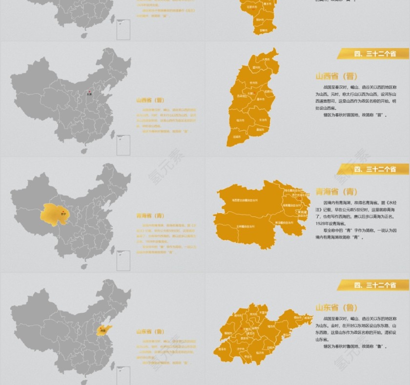 黄色简约中华人民共和国地图ppt第6张