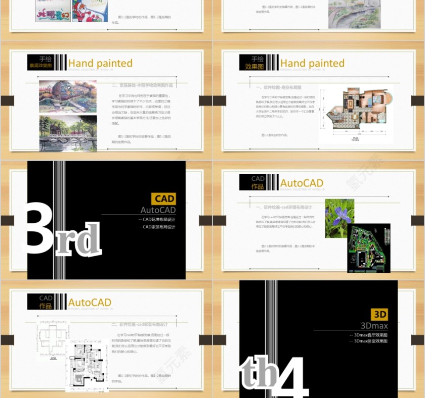 黄色大气个人作品集PPT模板第3张